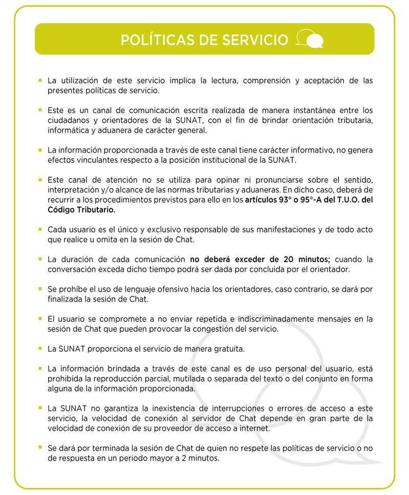CHAT SUNAT - POLÍTICA
