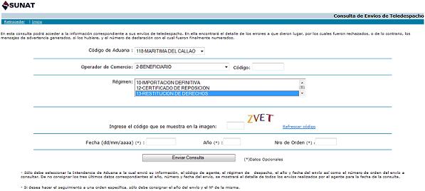 Consulta de envío